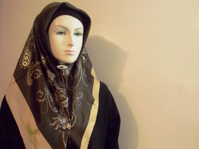 Bright Golden Striped Satin Silk Turkish Hijab 9
